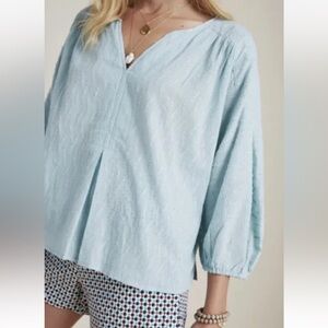 Anthropologie Dolan Light Blue Textured Blouse Size XS
